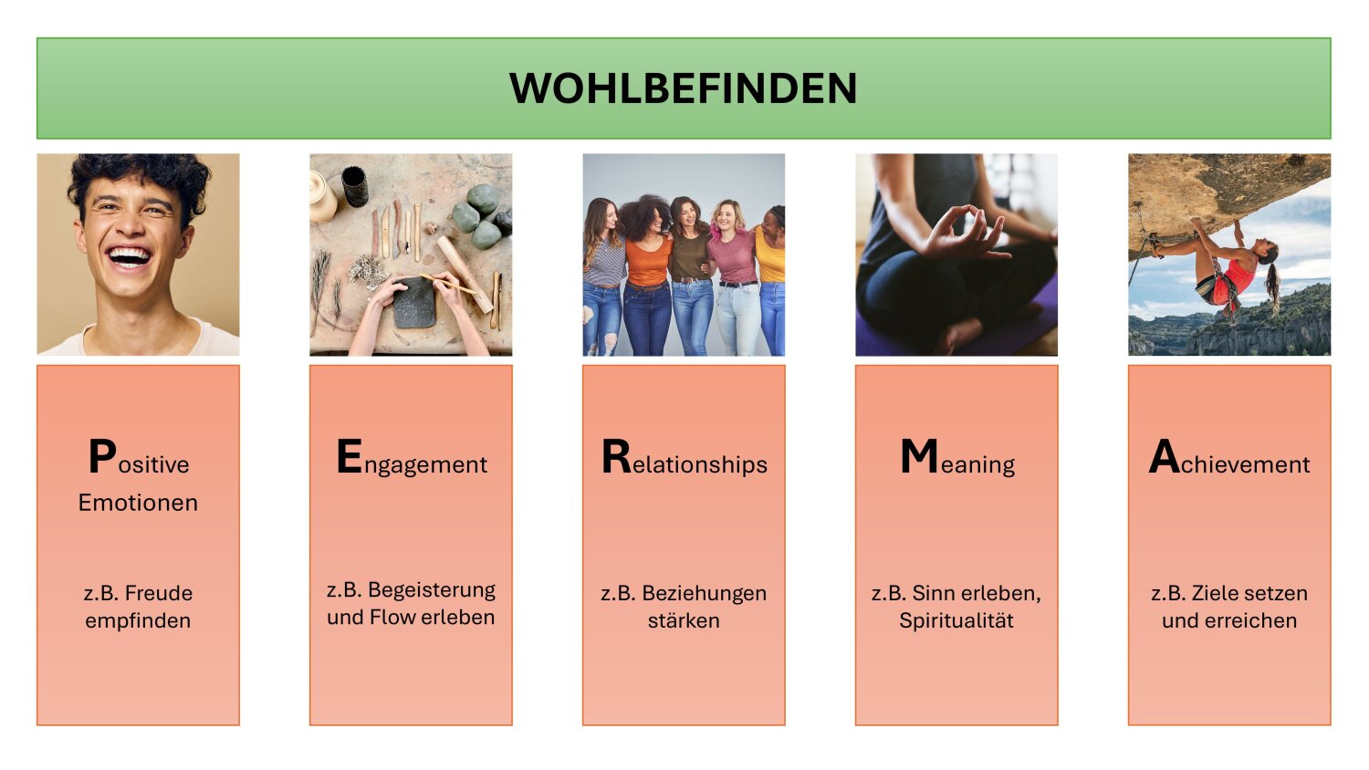Das PERMA-Modell der Positiven Psychologie vergrössert